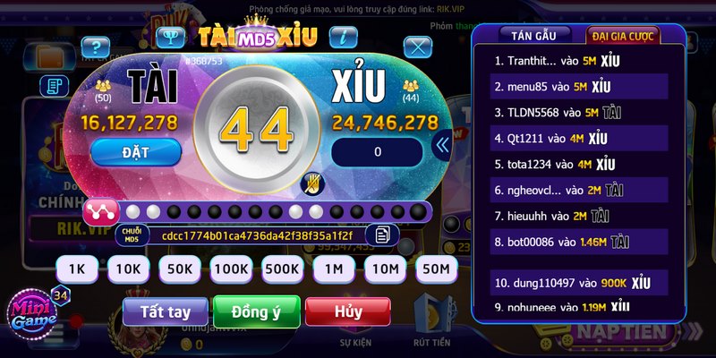 Tài xỉu MD5 Rikvip: Siêu phẩm giải trí trực tuyến "cực đã" 5 Các bạn hãy giữ vững tinh thần khi tham gia bước vào một sân cược lớn