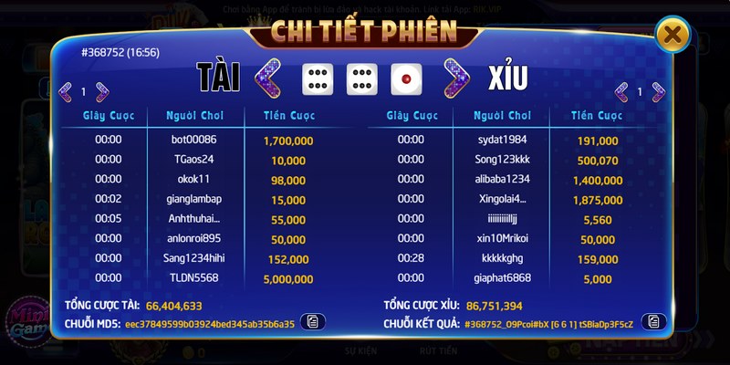 Tài xỉu MD5 Rikvip: Siêu phẩm giải trí trực tuyến "cực đã" 6 Một khi đã bước vào sân cược người chơi phải biết cách cân chỉnh số tiền cược